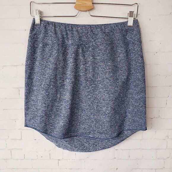 Oiselle Lux Skirt Size 8 Blue Heathered Straight Stretch Athleisure Drawcord - Picture 2 of 7